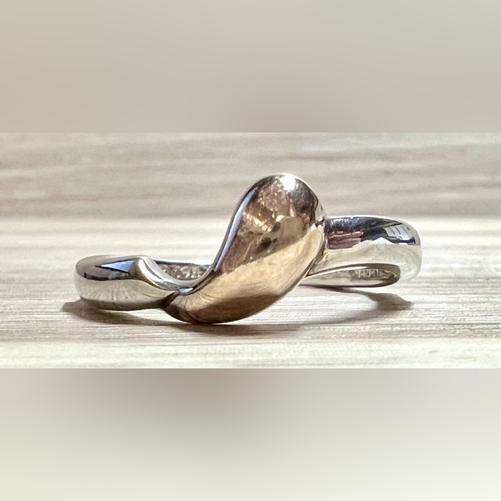 Designer Signed S & G Sterling Silver & 14k Yellow Gold Band Ring, Size 9 - Picture 2 of 10